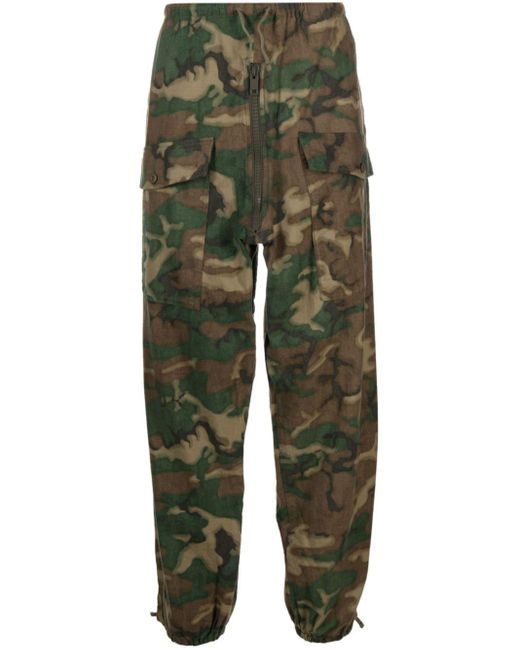 Givenchy Green Camou Print Cotton Trousers for men