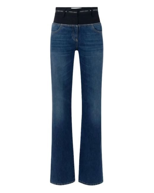 Jean À Taille À Lien De Resserrage Elisabetta Franchi en coloris Blue