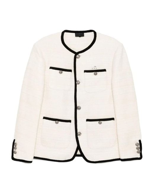 A Bathing Ape White Ornament-Embellished Tweed Jacket for men