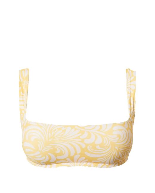Twinset Natural Bandeau Bikini Top With Botanical Print