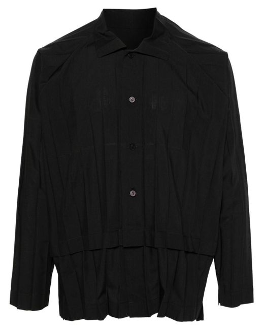 Chemise plissée à design superposé Homme Plissé Issey Miyake pour homme en coloris Black