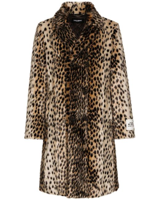 Dolce & Gabbana Multicolor Lynx-effect Jacquard Faux Fur Coat for men