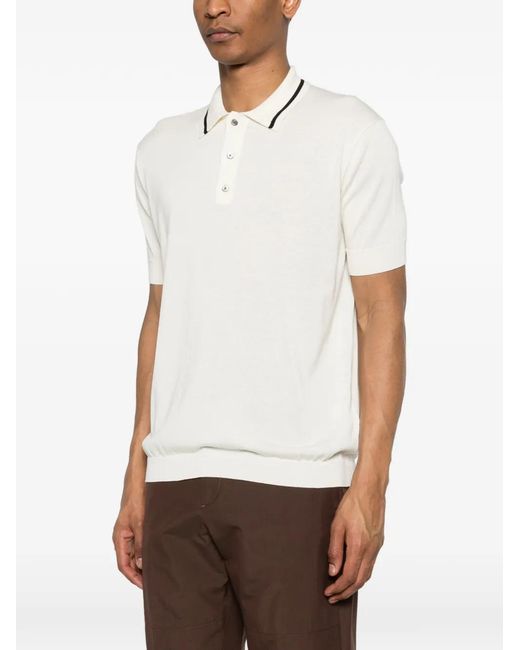 Grayed White Button-Up Polo Shirt for men