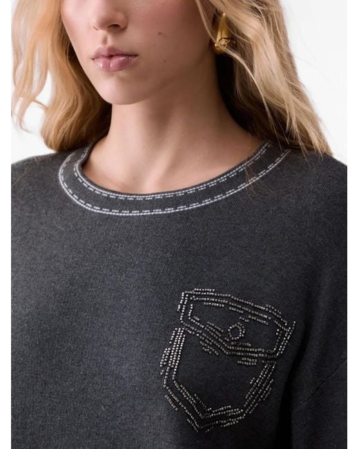 Liu Jo Gray Sweater With Stitching