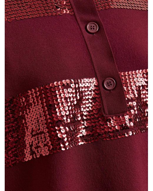 Essentiel Antwerp Red Illuminati Sequin-Striped Polo Shirt