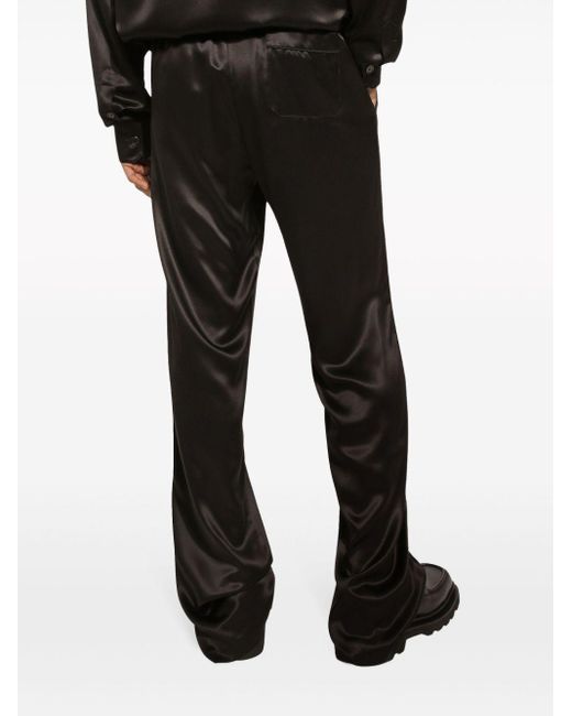 Dolce & Gabbana Black Drawstring-waist Silk Pajama Trousers for men