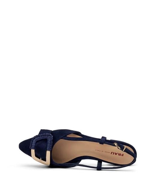 Frau Blue Buckle-Detail Suede Slingback Pumps