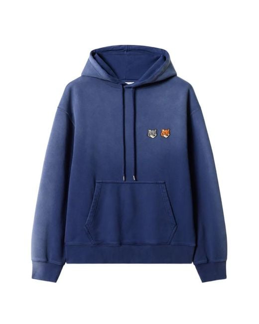 Maison Kitsuné Blue Double Fox Head Hoodie for men