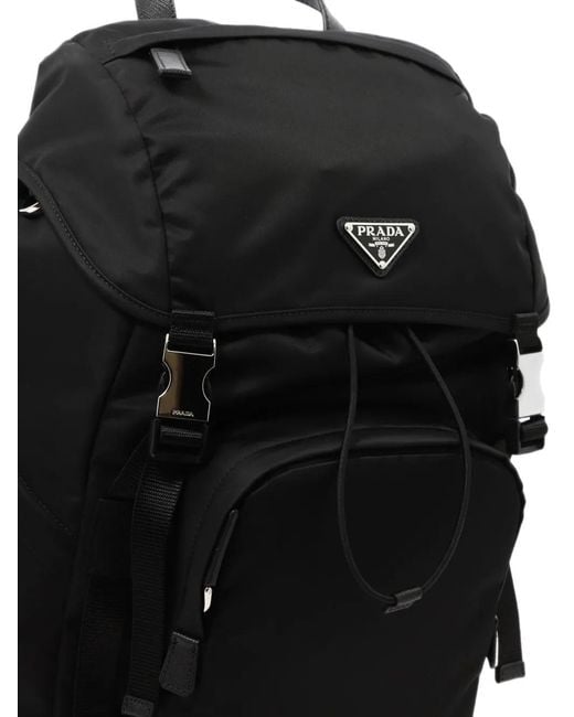 Prada Black Re-Nylon And Saffiano Leather Backpack for men