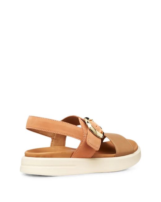 Geox Brown Xand 2S Buckle-Fastening Metallic Sandals