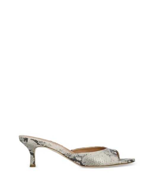 The Seller Metallic Snake-Print Almond-Toe Sandals