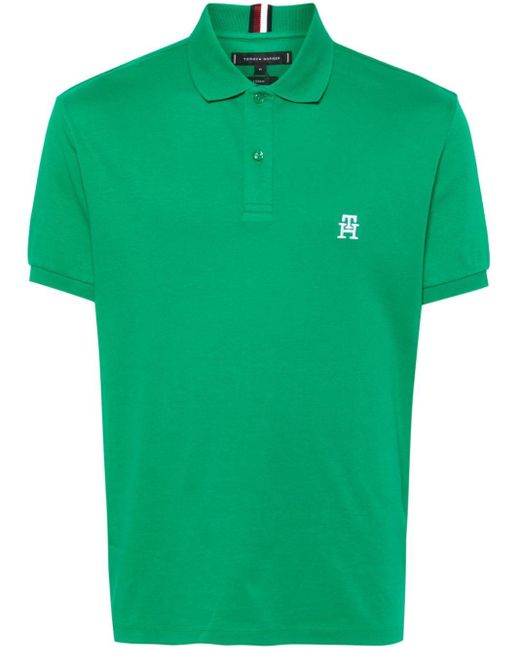 Tommy Hilfiger Green Embroidered-logo Polo Shirt for men