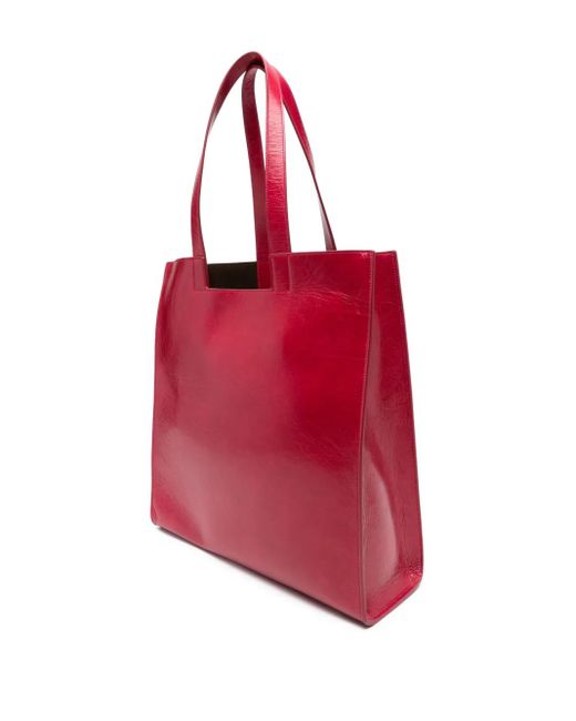 Bally Red Logo-Detail Leather Tote Bag for men