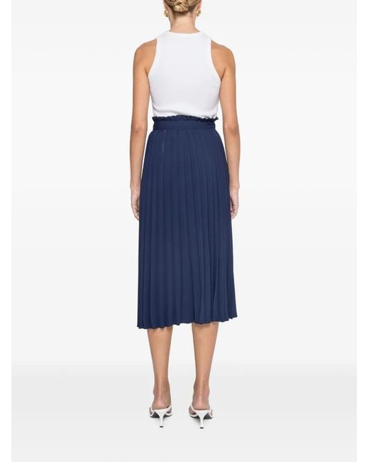 Nissa Blue Pleated High-Waisted Skirt