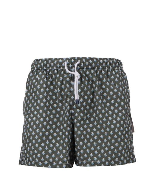 Fedeli Gray Patterned Swim Trousers for men