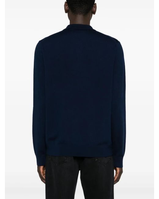 Michael Kors Blue Merino Wool Knit Polo Shirt for men
