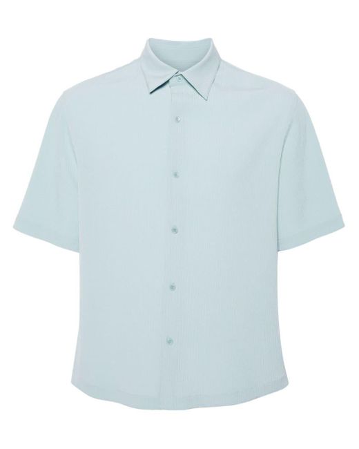 Sandro Blue Seersucker Short-sleeve Shirt for men