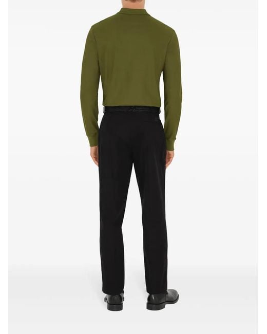Burberry Green Long-Sleeve Cotton Polo Shirt for men