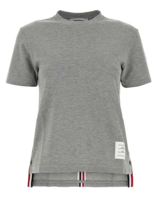 Thom Browne Gray Classic Piqué Stripe Tee