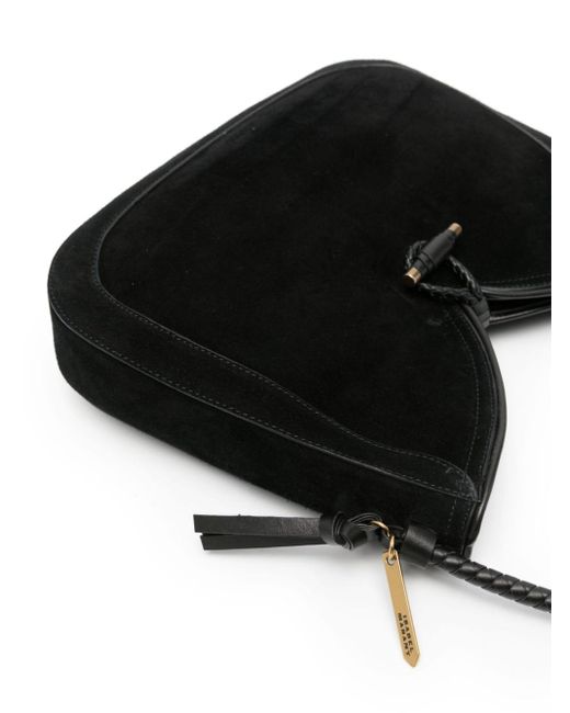 Isabel Marant Vigo Logo-engraved Suede Shoulder Bag in het Black