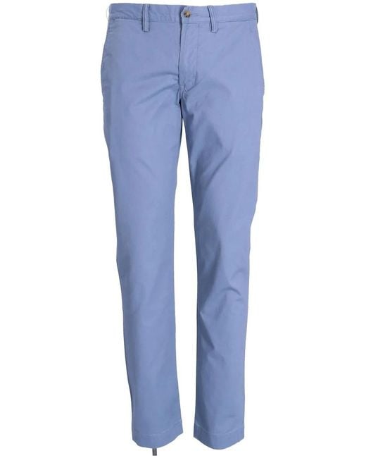 Polo Ralph Lauren Blue Cotton Straight-Leg Trousers for men
