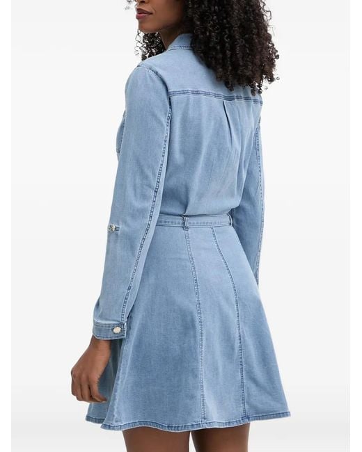 Morgan Blue Belted Button-Down Mini Dress