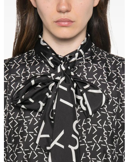 Karl Lagerfeld Gray Logo-Print Midi Dress