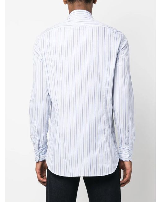 Etro Gestreiftes Hemd Mit Logo-Stickerei in Blue für Herren
