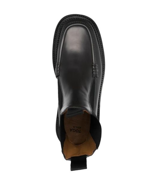 Toga Virilis Black Side Gore Ankle Leather Boots for men