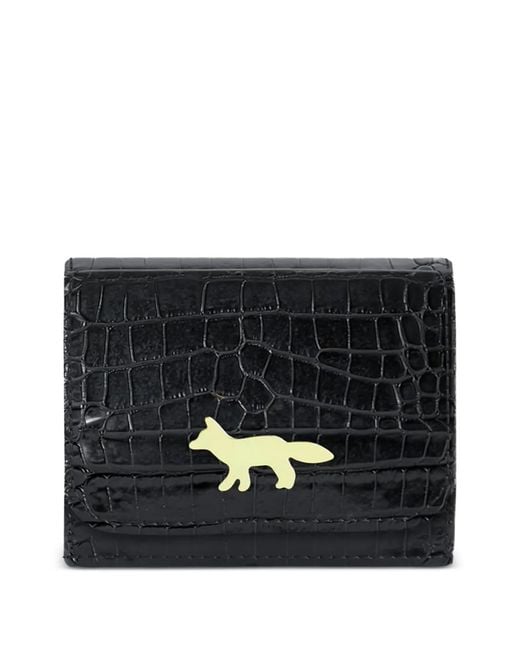 Maison Kitsuné Black Portefeuille Edie À Effet Peau De Crocodile