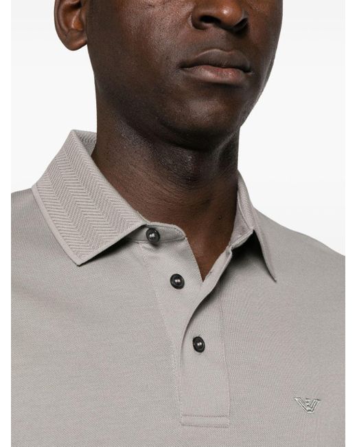 Polo con logo bordado Emporio Armani de hombre de color Gray