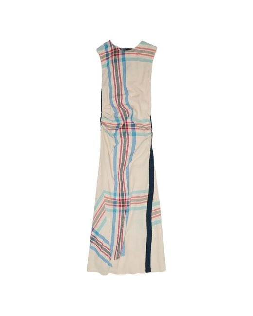 Bimba Y Lola White Check-Print Fringed-Trim Maxi Dress