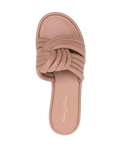 Gianvito Rossi Pink Neutral Ottavia Leather Slides - Women's - Rubber/calf Leather