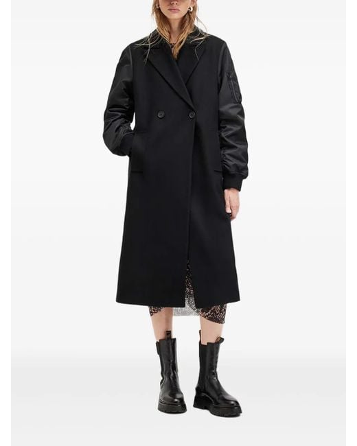 AllSaints Black Paulah Double-Breasted Coat