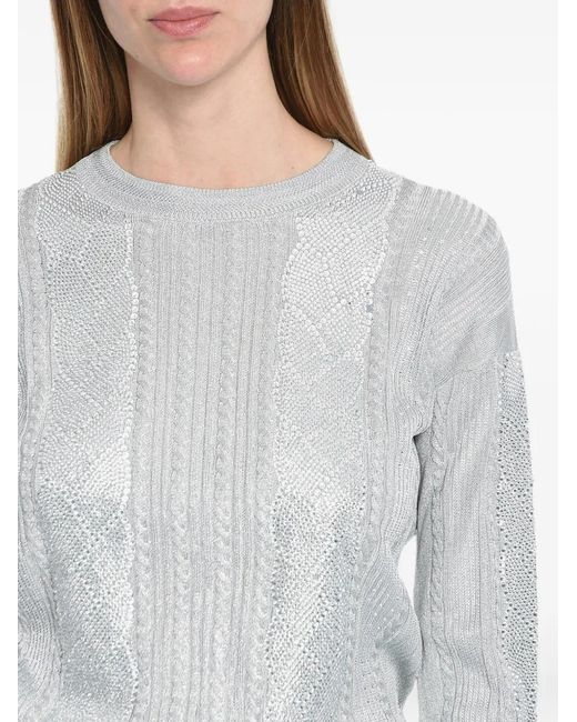 Philipp Plein Gray Cable-Knit Sweater