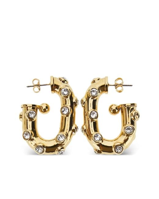 Rabanne Metallic Crystal Chunky Hoop Earrings