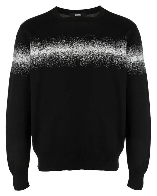 Herno Black Spray-Paint Effect Knit Sweatshirt for men