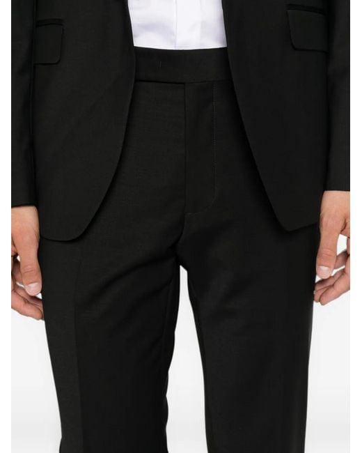 Karl Lagerfeld Black Satin-Trim Pressed-Crease Trousers for men