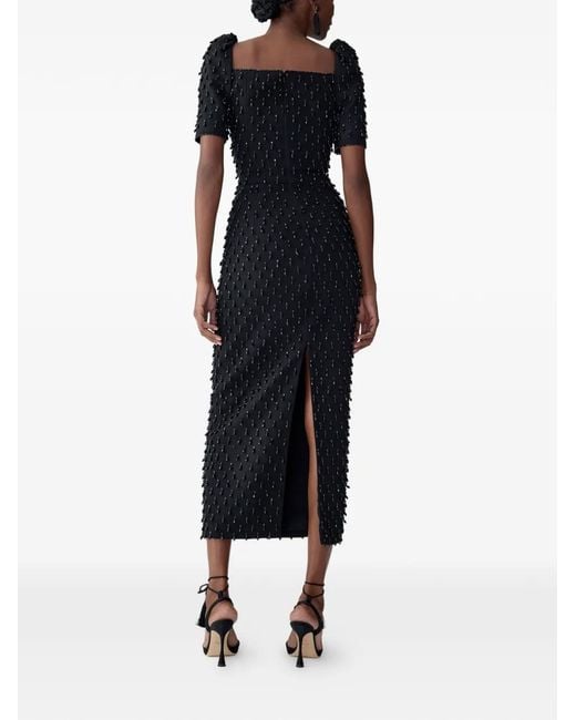 Carolina Herrera Black Crystal-Embroidered Midi Dress