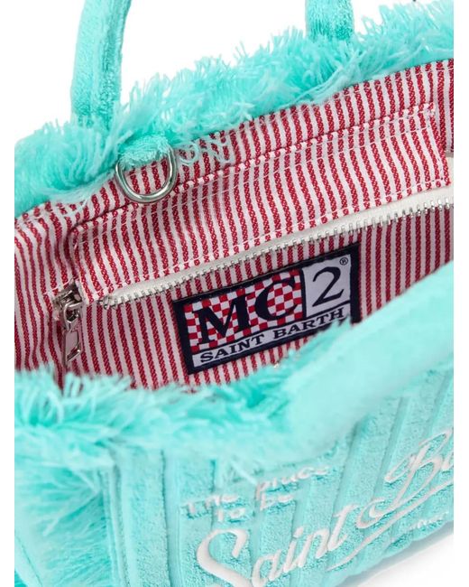 Mc2 Saint Barth Blue Mini Vanity Fringed Tote Bag