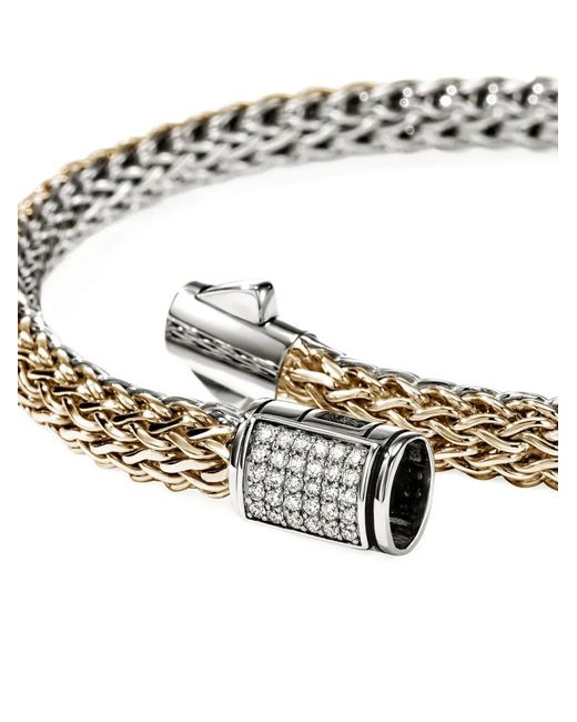 John Hardy White 14K And Sterling Icon Diamond Bracelet