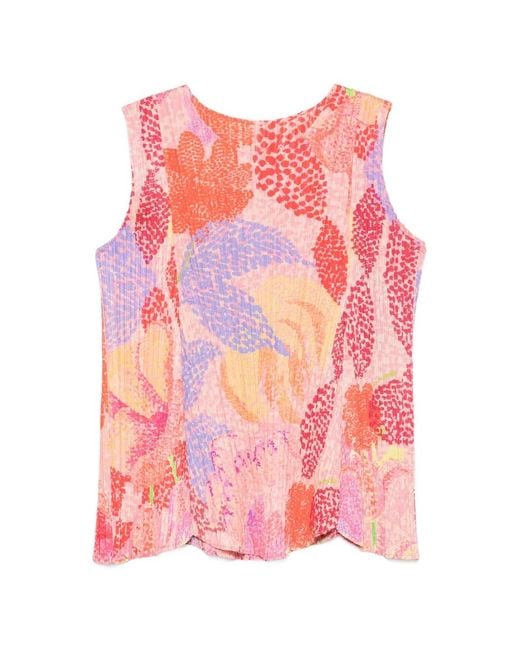Issey Miyake Pink Floral-Pattern Top