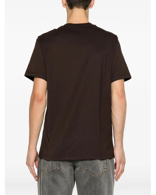 Sandro Brown Leather-Patch T-Shirt for men