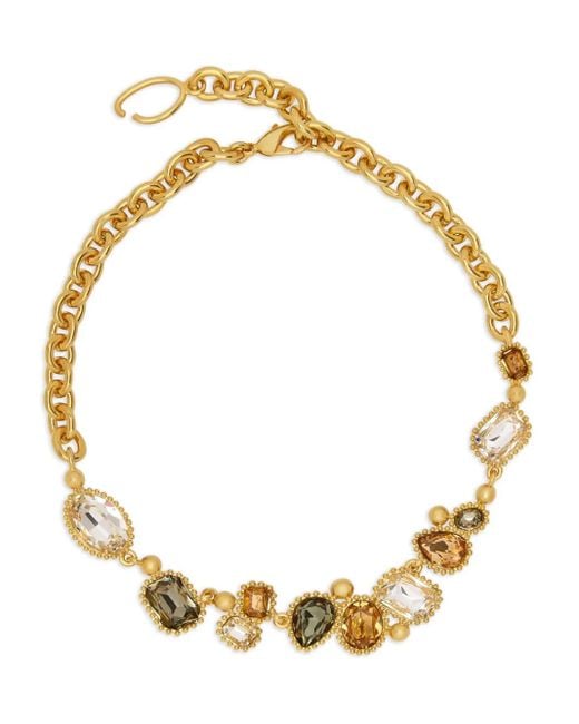 Oscar de la Renta Metallic Crystal-Embellished Chain Necklace