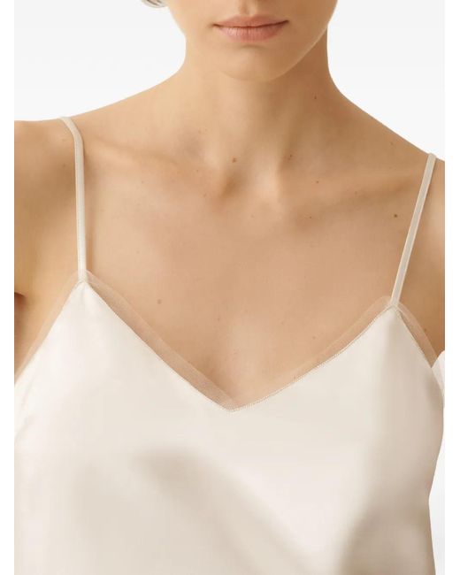 Fabiana Filippi White Satin V-Neck Top