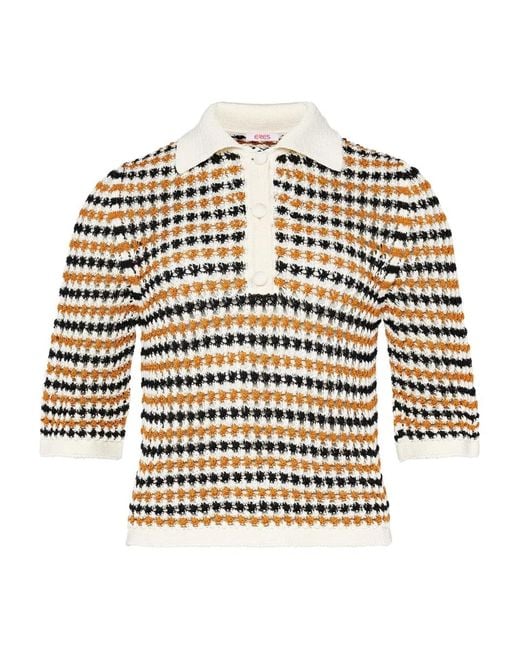 Eres White Comeback Striped Polo Top