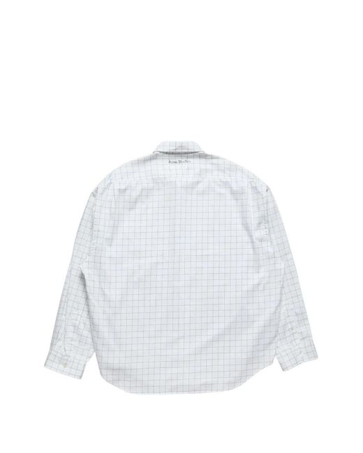 Acne White Check Button-Up Shirt for men