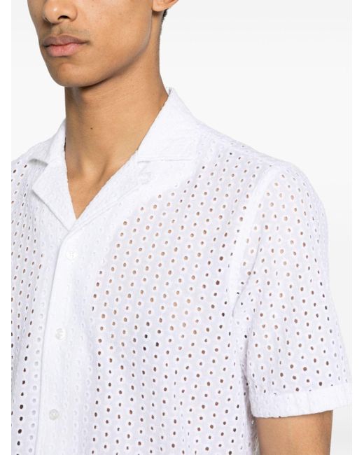 Tagliatore Katoenen Overhemd Met Uitgesneden Details in het White voor heren