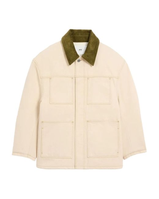 AMI Natural Camel Long Doublebreasted Coat for men