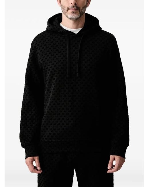 ARMANI EXCHANGE Black Logo-Pattern Drawstring Hoodie for men